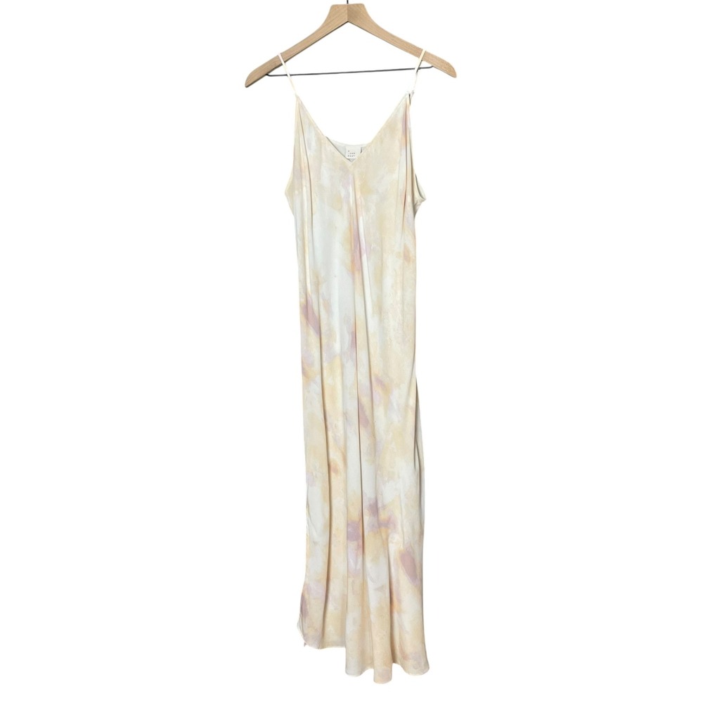 A New Day Slip Dress Pale Tie Dye Cream Purple Size Large Women Midi Side Slits - Picture 3 of 13